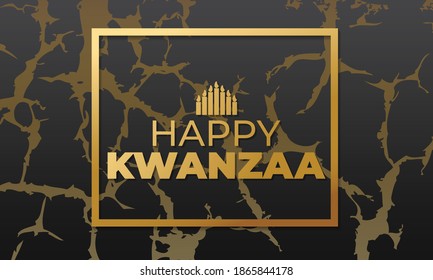 Happy Kwanzaa. Golden banner. Is an annual celebration of African-American culture which is held from December 26 to January 1. African American cultures festival. Vector illustration EPS 10.