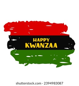 Happy Kwanzaa hand lettering on grunge flag. African American holiday. Vector template for greeting card, typography poster, banner, postcard, flyer, sticker, etc