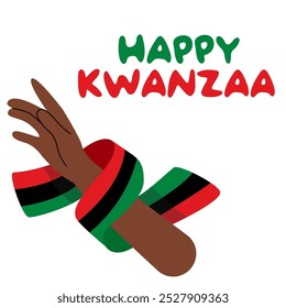 Feliz texto escrito a mano de Kwanzaa para la tradicional fiesta étnica afroamericana. Festival de culturas afroamericanas. 