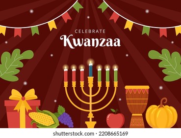 Happy Kwanzaa Holiday African Background Template Hand Drawn Cartoon Flat Illustration