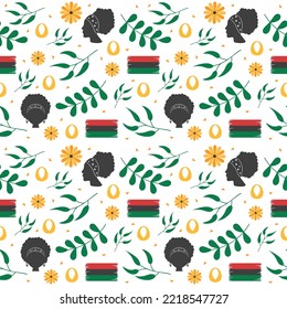 Happy Kwanzaa Holiday African Seamless Pattern Design with Festival Style Element on Template Hand Drawn Cartoon Flat Illustration