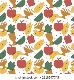 Happy Kwanzaa Holiday African Seamless Pattern Design with Festival Style Element on Template Hand Drawn Cartoon Flat Illustration