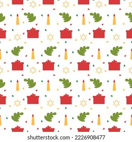 Happy Kwanzaa Holiday African Seamless Pattern Design with Festival Style Element on Template Hand Drawn Cartoon Flat Illustration