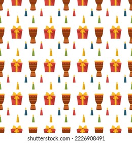 Happy Kwanzaa Holiday African Seamless Pattern Design with Festival Style Element on Template Hand Drawn Cartoon Flat Illustration