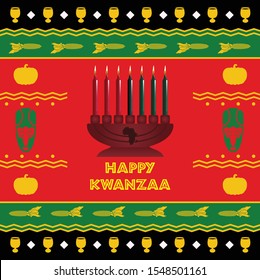 Happy Kwanzaa holiday background. African American cultures festival. Vector illustration