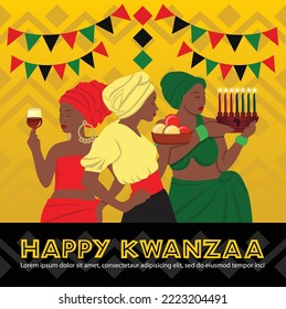 Happy Kwanzaa holiday background. African American cultures festival. Vector illustration