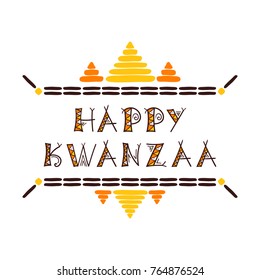 Happy Kwanzaa holiday background vector. African American cultures festival. Tribal design with for celebration banner, gift label tag, greeting card illustration.