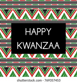 Happy Kwanzaa holiday background vector. African American cultures festival. Design with tribal pattern for celebration banner, greeting card, traditional illustration, gift label tag.