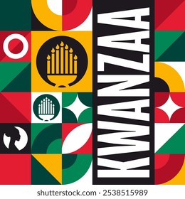 Happy Kwanzaa. Holiday concept. Template for background, banner, card, poster with text. Vector EPS10 illustration