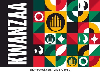 Happy Kwanzaa. Holiday concept. Template for background, banner, card, poster with text. Vector EPS10 illustration