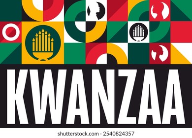 Happy Kwanzaa. Holiday concept. Template for background, banner, card, poster with text. Vector EPS10 illustration