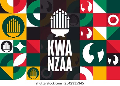 Happy Kwanzaa. Holiday concept. Template for background, banner, card, poster with text. Vector EPS10 illustration