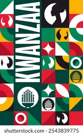 Feliz Kwanzaa. Concepto de Festiva. Plantilla de fondo, Anuncio, tarjeta, cartel con texto. Vector EPS10 ilustración