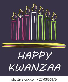 Happy kwanzaa invitation vector for web, card, social media.  Happy kwanza celebrated from 26 December to 1 January. Seven candles lighted. 