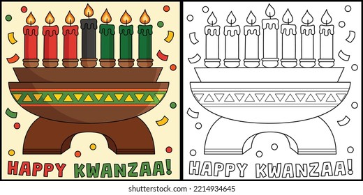 Happy Kwanzaa Kinara Farbbildseite Illustration