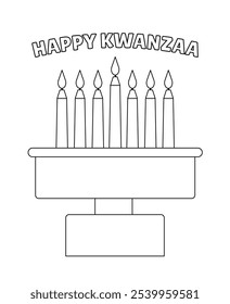 Página de colorir Kwanzaa Kinara feliz para meninos e meninas idades 4-8