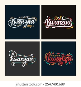 Happy kwanzaa lettering color vector design