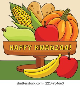 Happy Kwanzaa Mazao Colored Cartoon Illustration