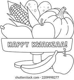 Happy Kwanzaa Mazao Isolated Coloring Page 