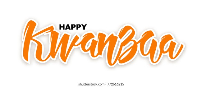 Happy Kwanzaa national West Africa diaspora Holiday, vector illustration. Traditional African culture celebration. Handwritten lettering isolated on white.