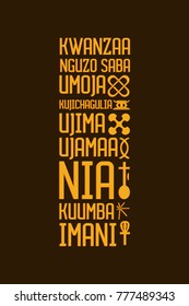 happy kwanzaa posters. simple vector. words are combined with pastel colors. contains pictures of kwanzaa event symbols such as unitiy etc.