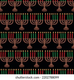 Happy Kwanzaa. Seamless pattern with kinaras. African American holidays. Traditional Kwanzaa symbols.