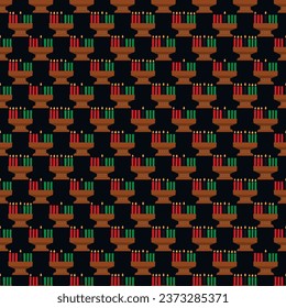 Happy Kwanzaa. Seamless pattern with kinaras. African American holidays. Print for textile, wallpaper, covers, surface. Retro stylization. For fashion fabric. Tribal pattern