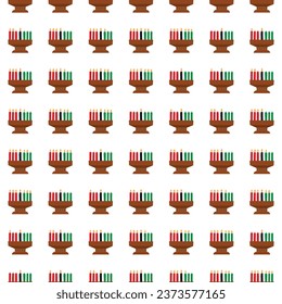 Happy Kwanzaa. Seamless pattern with kinaras. African American holidays. Print for textile, wallpaper, covers, surface. Retro stylization. For fashion fabric. Tribal pattern