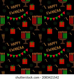 Happy Kwanzaa seamless pattern. wrapping paper, backgrounds for the Kwanzaa holiday