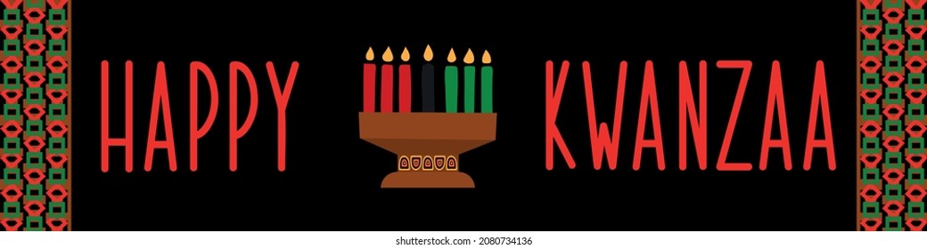 Happy Kwanzaa. Traditional Kwanzaa symbols. African American holidays banner