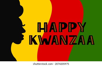 Happy Kwanzaa typography poster. African American holiday. Vector template for greeting card, banner, postcard, flyer, etc.