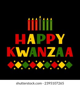 Happy Kwanzaa typography poster. African American holiday. Vector template for greeting card, banner, postcard, flyer, sticker, etc