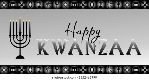 Feliz Kwanzaa. Fondo de Ilustración vectorial con siete velas.