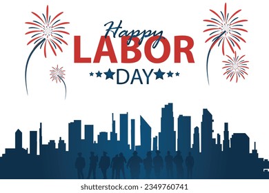 happy labor day 04 September, banner, social media post, flyer or greeting card with worker and struggle theme and American flag. vector illustration