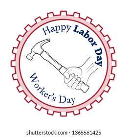 Happy Labor Day 1 may american colors banner. Worker's day illustration. Happy 1st may Labor Day card.