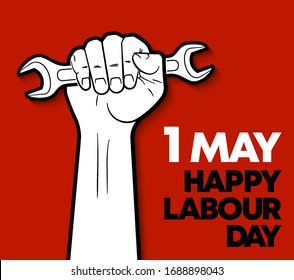 Happy Labor Day 1 may colors banner. Worker's day illustration. Happy International holiday 1st may Labour Day card. Vector illustration