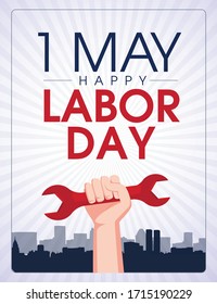Happy Labor Day 1st may and solidarity day celebration card.
