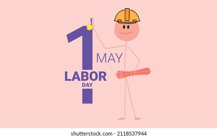 Happy Labor Day 1st May. Greeting card.May 1 labor day paper banner. Vector illustration.