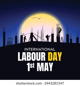 Happy labor day ( 1st may ) banner design template