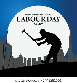 Happy labor day ( 1st may ) banner design template