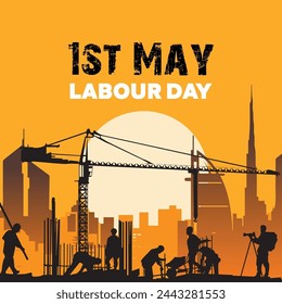 Happy labor day ( 1st may ) banner design template