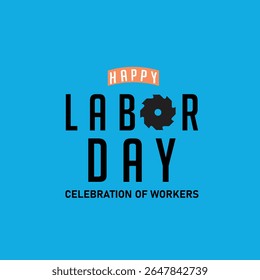 Happy Labor Day 1st May Vector Design on Blue Background | Workers' Day Celebration Illustration