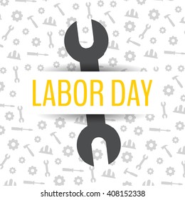 Happy labor day, 1st may, Labor Day logo Poster, banner, brochure or flyer design with stylish text 1st May Happy Labor Day on white background with yellow and gray typography creative artwork