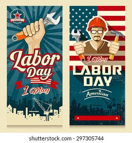 Happy Labor day american banner collections concept design, vector illustration