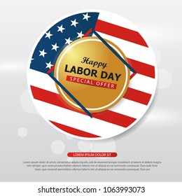 Happy Labor day american flag banner collections, labor day flyer brochure ads template set