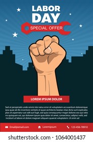 Happy Labor day american flag banner collections, labor day flyer brochure ads template set