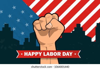 Happy Labor day american flag banner collections, labor day flyer brochure ads template set