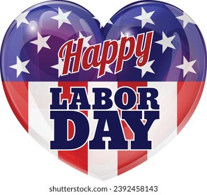 A happy Labor Day American flag heart design