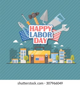 Happy Labor day american. Flat illustration