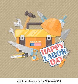 Happy Labor day american. Flat illustration